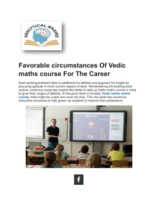 favorable circumstances of vedic maths course