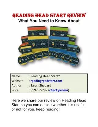 Reading Head Start Review by Customers - Sarah Shepard