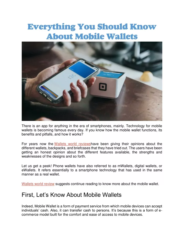 everything you should know about mobile wallets
