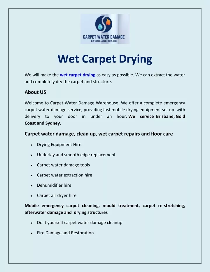 wet carpet drying