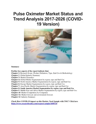 Pulse Oximeter Market Status and Trend Analysis 2017-2026 (COVID-19 Version)