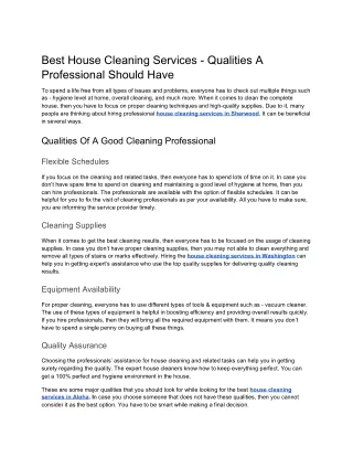 Best House Cleaning Services - Qualities A Professional Should Have