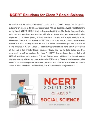 ncert solutions for class 7 social science