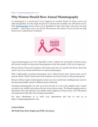 Why Women Should Have Annual Mammography