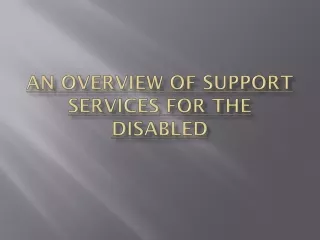 An Overview of Support Services for the Disabled