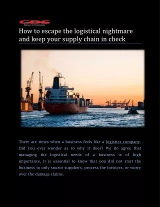 How to escape the logistical nightmare and keep your supply chain in check
