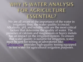 Why is Water Analysis for Agriculture Essential?