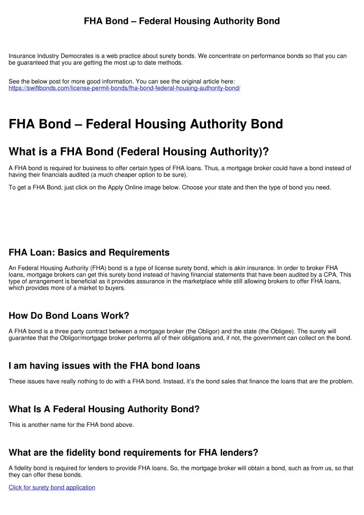 fha bond federal housing authority bond