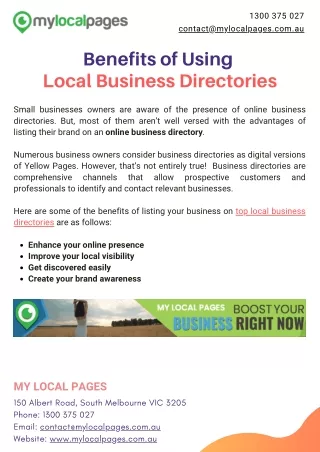 Benefits of Using Local Business Directories