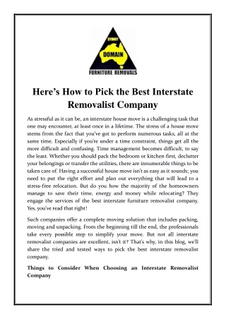 here s how to pick the best interstate removalist