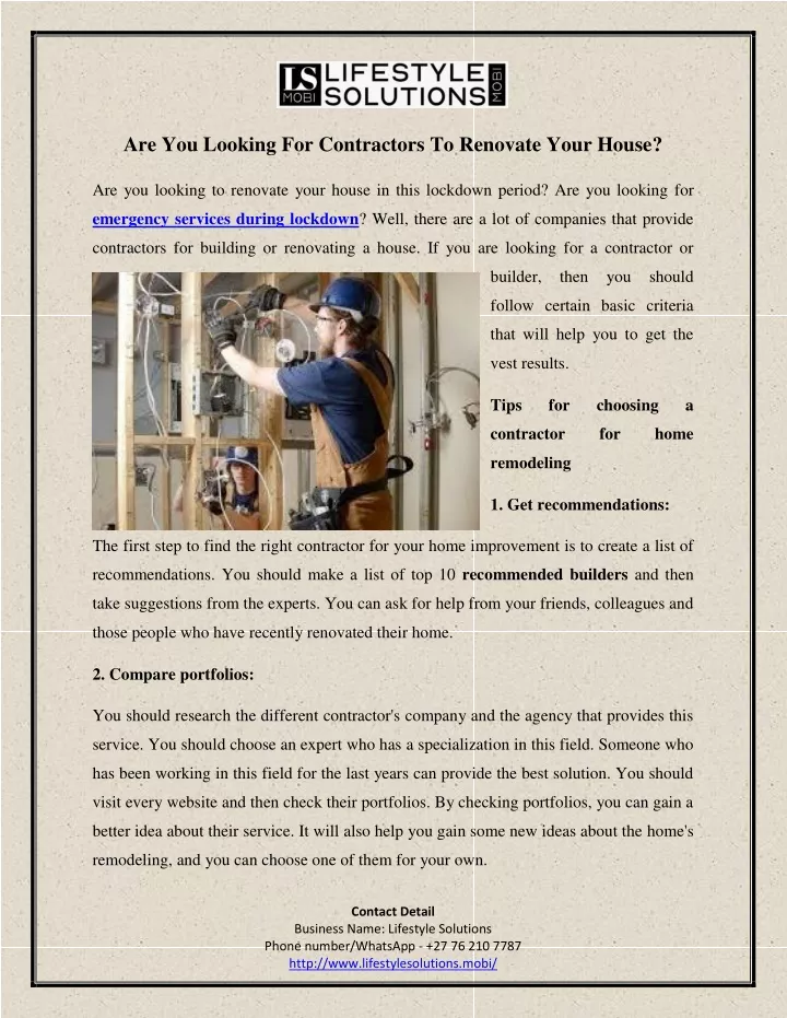 are you looking for contractors to renovate your