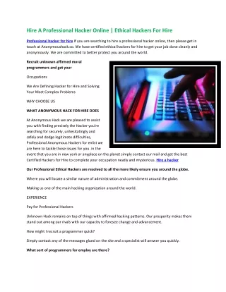 hire a professional hacker online ethical hackers