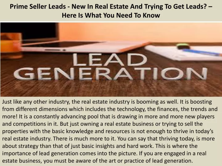 prime seller leads new in real estate and trying to get leads here is what you need to know