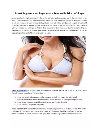 Get the Best Breast Augmentation Surgeries at a Reasonable Price