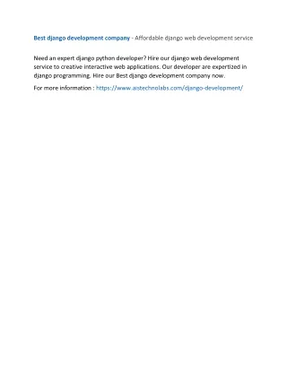best django development company affordable django