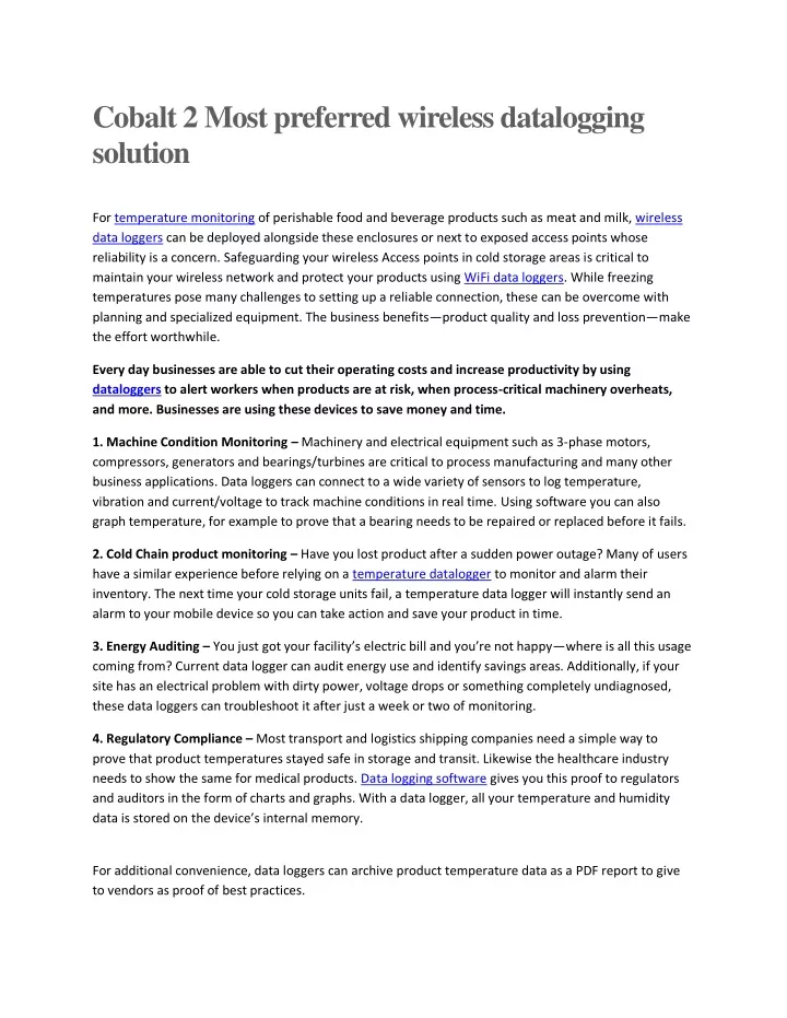 cobalt 2 most preferred wireless datalogging