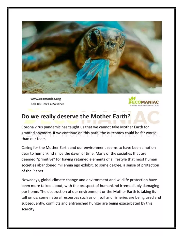do we really deserve the mother earth