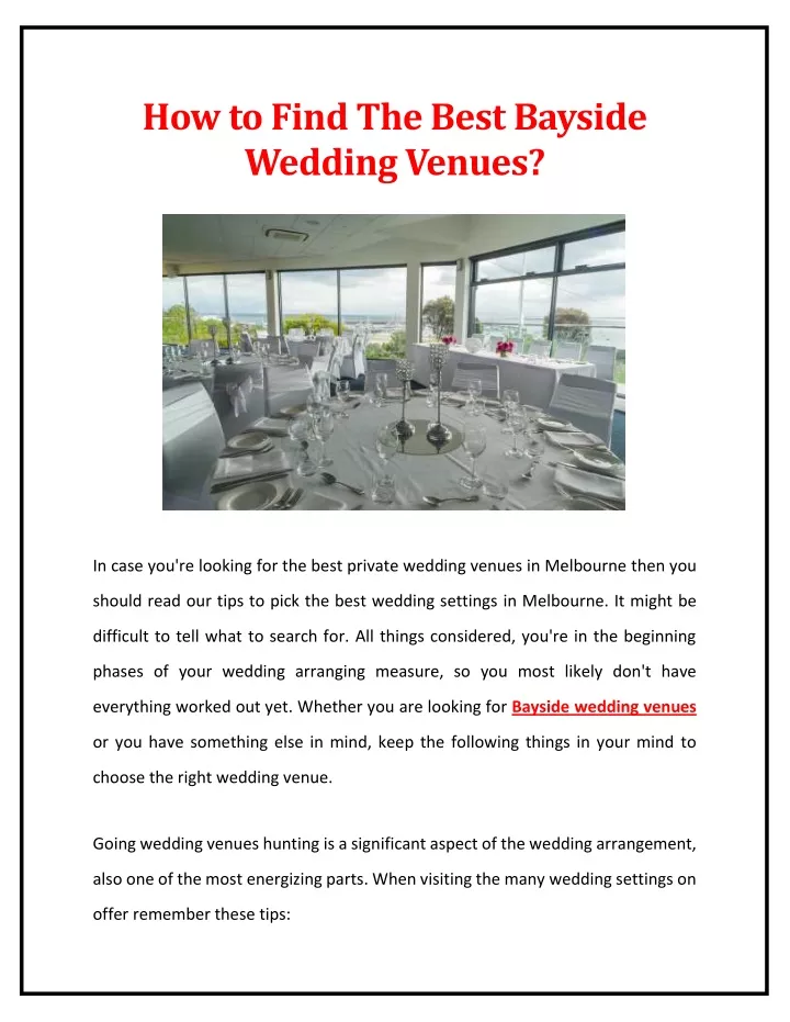 how to find the best bayside wedding venues