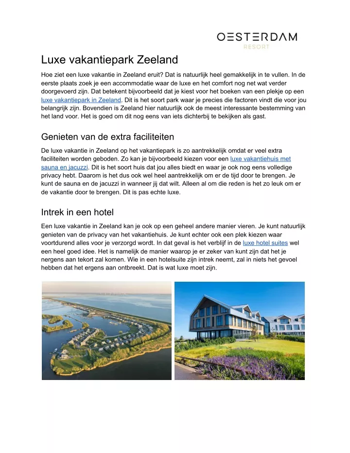 luxe vakantiepark zeeland