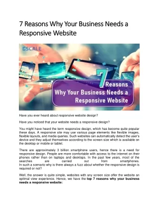 7 Reasons Why Your Business Needs a Responsive Website