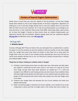 factors of search engine optimization