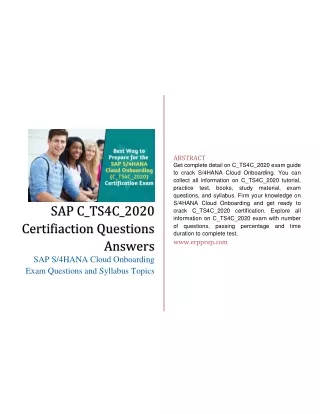 C_TS4C_2020 Study Guide and How to Crack Exam on S/4HANA Cloud Onboarding