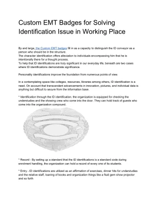 custom emt badges for solving identification
