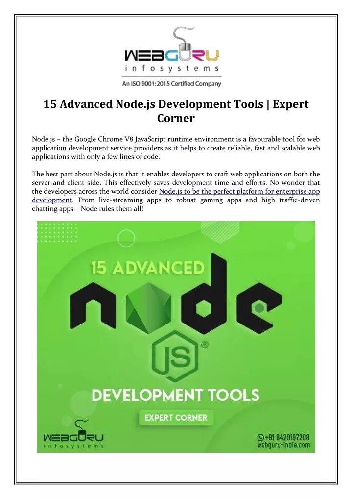 15 advanced node js development tools expert