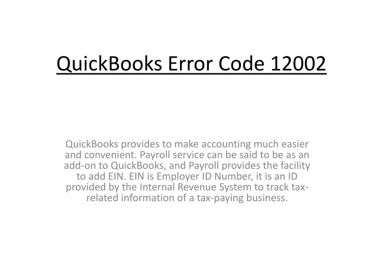 quickbooks error code 12002