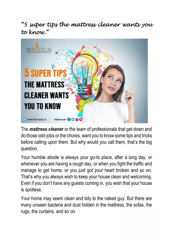 5 super tips the mattress cleaner wants