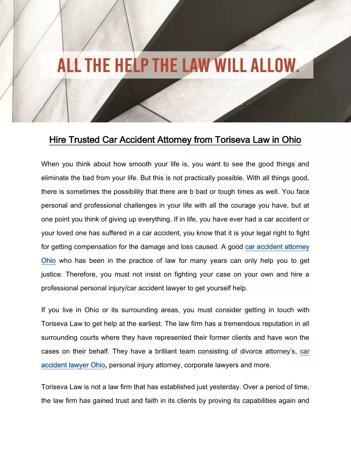 hire trusted car accident attorney from toriseva