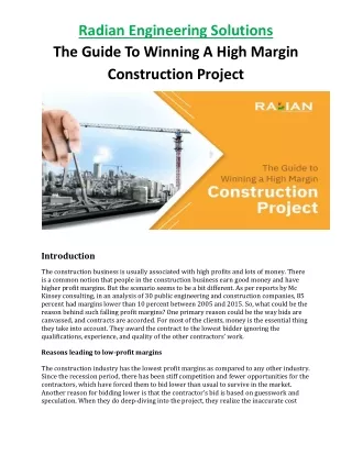 The Guide to winning a high margin construction project