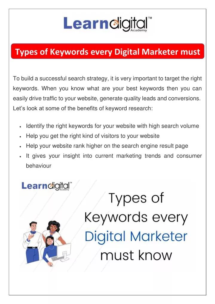 types of keywords every digital marketer must