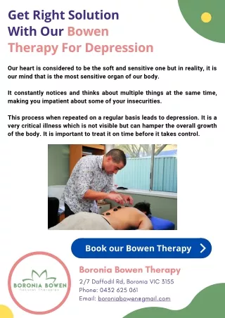 Get right solution with our bowen therapy for depression