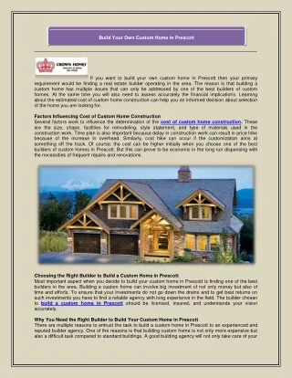 Build Your Own Custom Home in Prescott