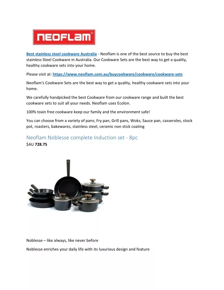 best stainless steel cookware australia neoflam