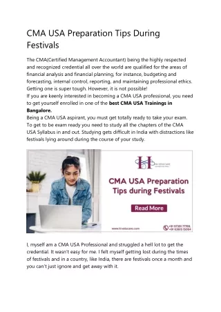 cma usa preparation tips during festivals