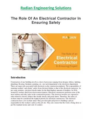 The Role of an Electrical Contractor in Ensuring Safety