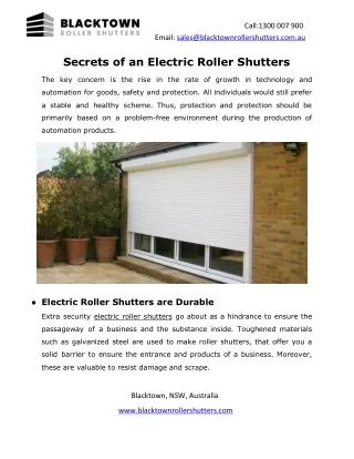Secrets of an Electric Roller Shutters