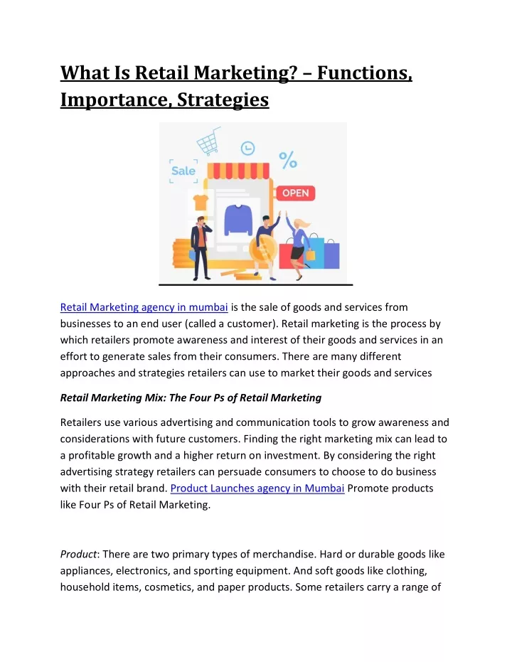 what is retail marketing functions importance