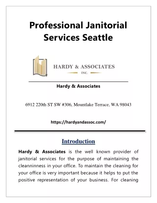 Professional Office Cleaning Seattle Services - Hardy & Associates