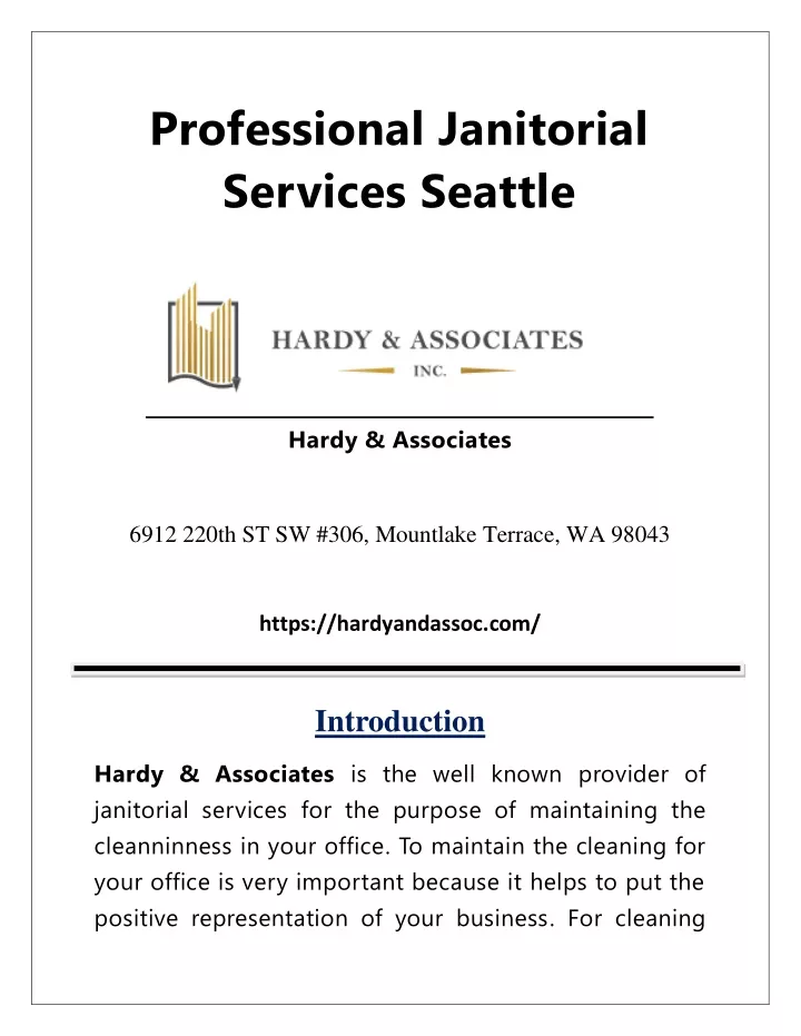 professional janitorial services seattle