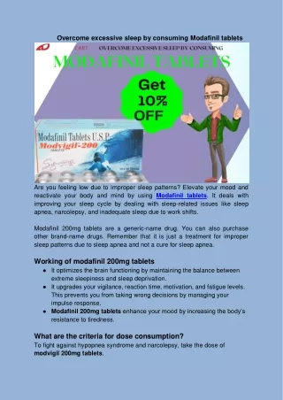 overcome excessive sleep by consuming modafinil