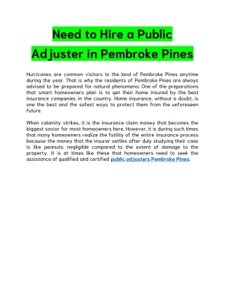 need to hire a public adjuster in pembroke pines