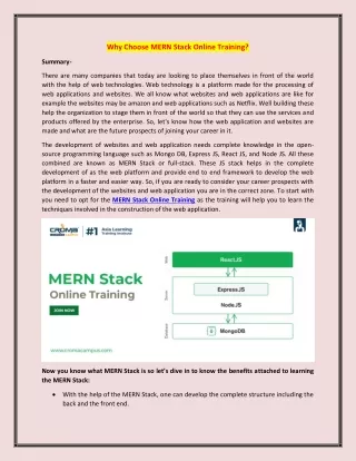 Why Choose MERN Stack Online Training?