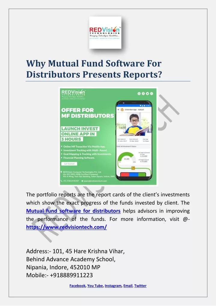 why mutual fund software for distributors