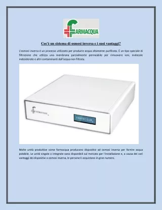 cos un sistema di osmosi inversa e i suoi vantaggi