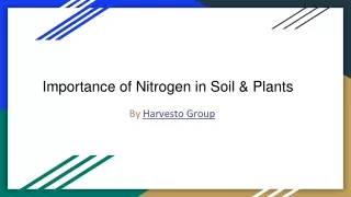 Importance of Nitrogen in Soil and plants: Harvesto Group