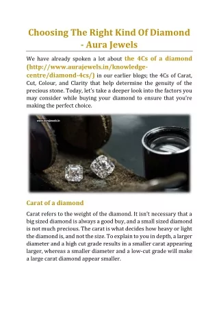 Choosing The Right Kind Of Diamond - Aura Jewels