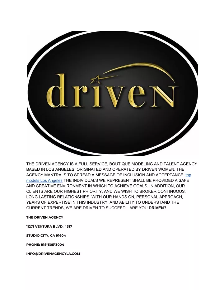 the driven agency is a full service boutique